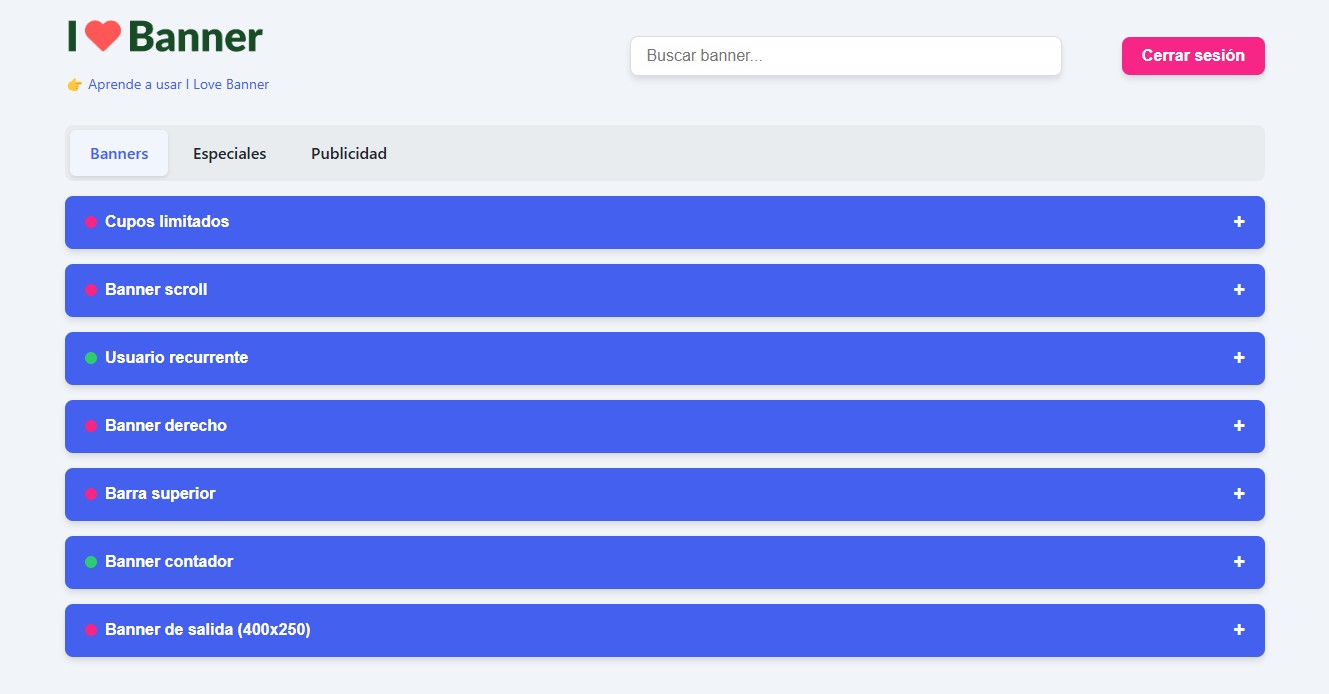 Dashboard de I Love Banner